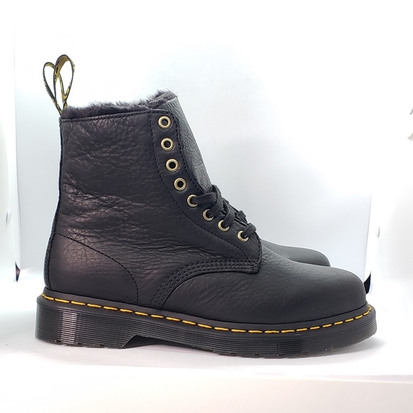 Dr. Martens 1460 Pascal Faux Fur Lined Lace Up Boots Black Leather Women Size 8 - Picture 6 of 12
